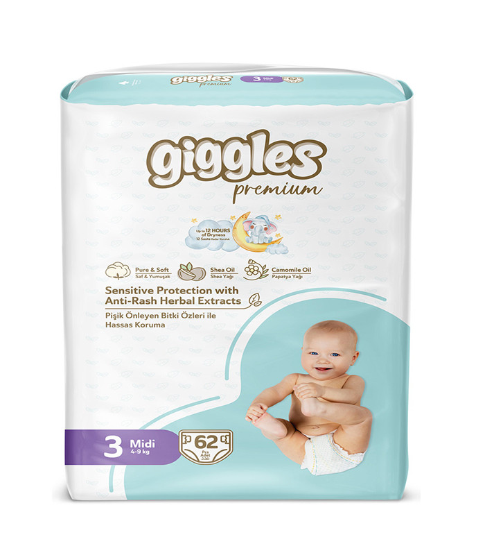 حفاض جيجلز العادي مقاس 3 العدد 62 حفاض